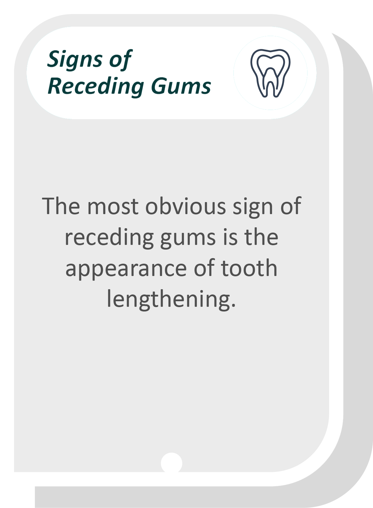 I think my gums are receding infographic: The most obvious sign of receding gums is the appearance of tooth lengthening.